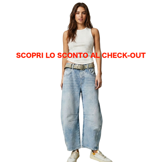 Jeans barrel "silhouette a botte".                                SCOPRI LO SCONTO AL CHECK OUT
